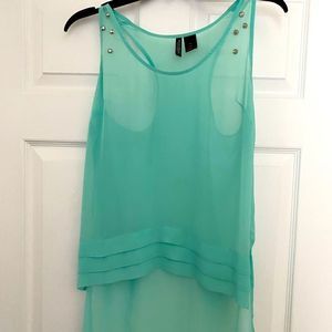 Studded chiffon fabric tank top